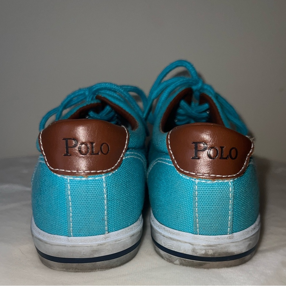 Y2K Polo Ralph Lauren Aqua Canvas Sneakers | Women’s Size 6 - Picture 5 of 12